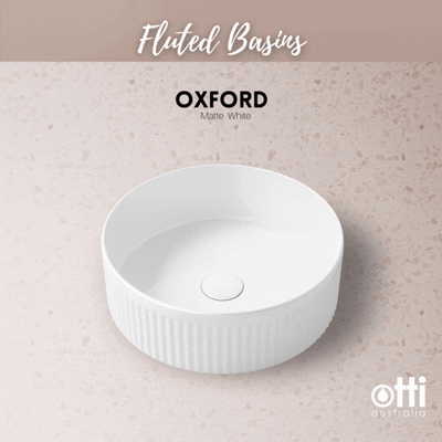 Otti Marlo 400mm French Fluted Round Matte White Basin - Sydney Home Centre