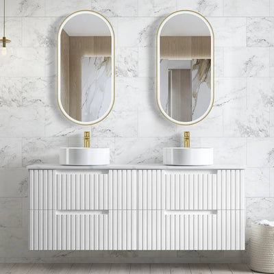 Otti Noosa 1500mm Wall Hung Vanity Matte White (Marble Stone Top) - Sydney Home Centre