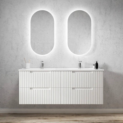 Otti Noosa 1500mm Wall Hung Vanity Matte White (Slimline Ceramic Top) - Sydney Home Centre