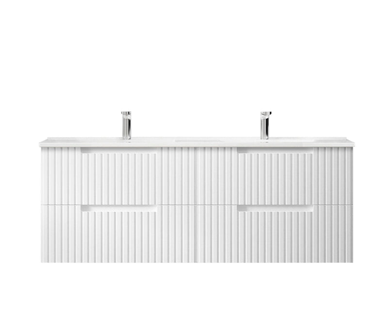 Otti Noosa 1500mm Wall Hung Vanity Matte White (Slimline Ceramic Top) - Sydney Home Centre