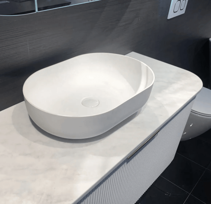 Otti Portofino 500mm Solid Surface Oval Matte White Basin - Sydney Home Centre