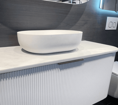 Otti Portofino 500mm Solid Surface Oval Matte White Basin - Sydney Home Centre