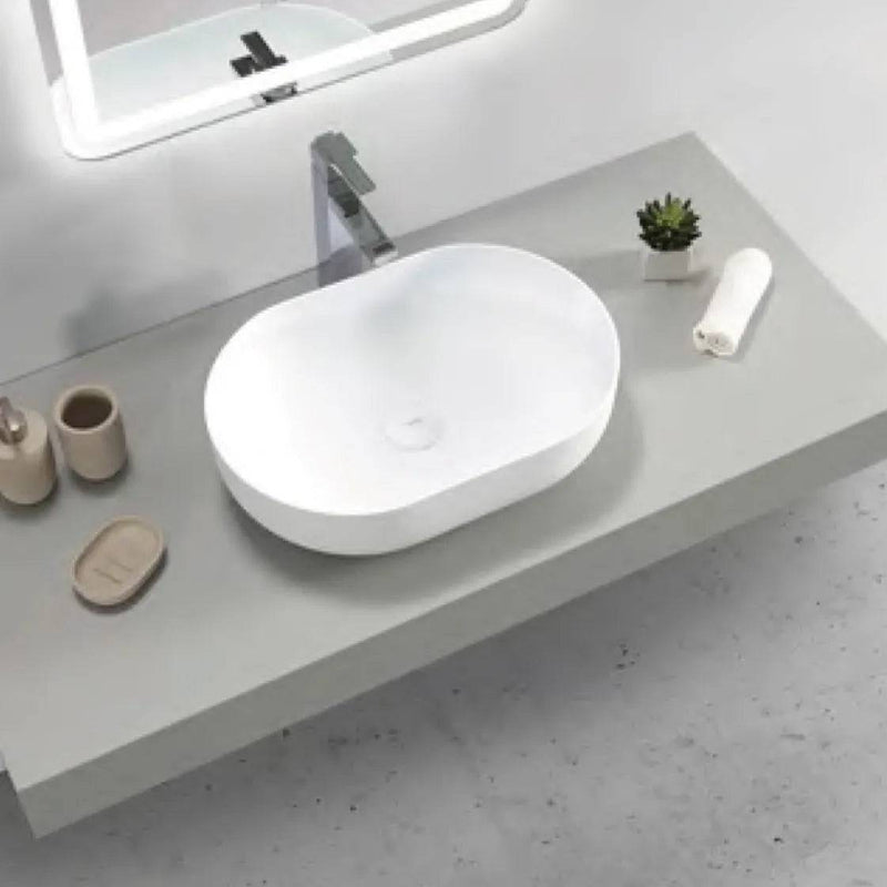 Otti Portofino 500mm Solid Surface Oval Matte White Basin - Sydney Home Centre