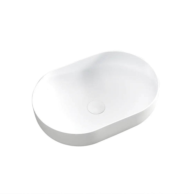 Otti Portofino 500mm Solid Surface Oval Matte White Basin - Sydney Home Centre