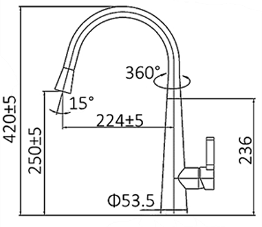 Otti Pull Out Kitchen Mixer 420 Brushed Nickel - Sydney Home Centre