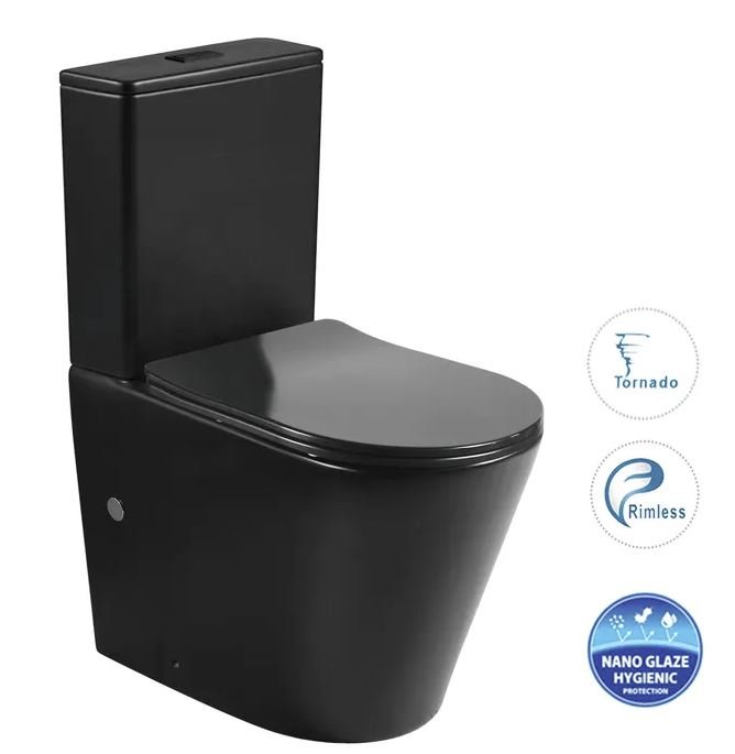 Otti Radiant Geberit Toilet Suite Slim Seat Matte Black - Sydney Home Centre