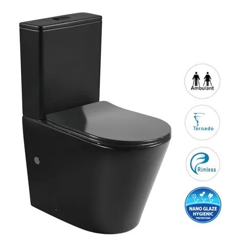 Otti Radiant Toilet Suite Slim Seat Matte Black - Sydney Home Centre