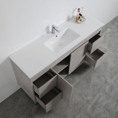 Poseidon Nova 1500mm Single Bowl Freestanding Vanity Concrete Grey (Ceramic Top) - Sydney Home Centre