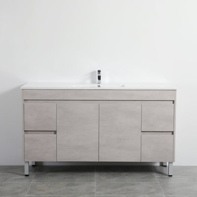 Poseidon Nova 1500mm Single Bowl Freestanding Vanity Concrete Grey (Ceramic Top) - Sydney Home Centre