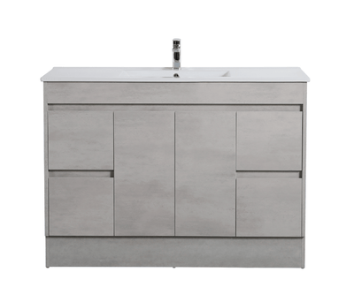 Poseidon Nova 1500mm Single Bowl Vanity with Built - In Kickboard Concrete Grey (Ceramic Top) - Sydney Home Centre