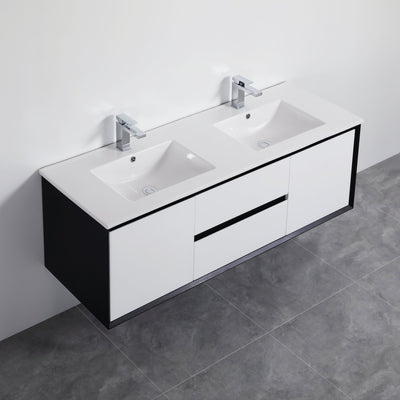 Poseidon Petra 1200mm Wall Hung Vanity (Double Bowl Ceramic Top) - Sydney Home Centre