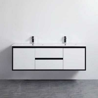 Poseidon Petra 1500mm Wall Hung Vanity (Double Bowl Ceramic Top) - Sydney Home Centre