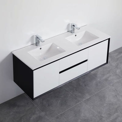 Poseidon Petra 1500mm Wall Hung Vanity (Double Bowl Ceramic Top) - Sydney Home Centre