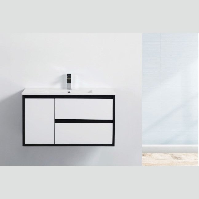 Poseidon Petra 900mm Left Drawer Wall Hung Vanity (Cabinet Only) - Sydney Home Centre