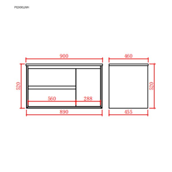 Poseidon Petra 900mm Left Drawer Wall Hung Vanity (Cabinet Only) - Sydney Home Centre