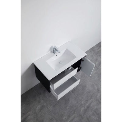 Poseidon Petra 900mm Left Drawer Wall Hung Vanity (Ceramic Top) - Sydney Home Centre