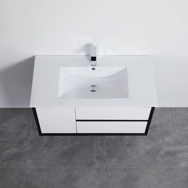 Poseidon Petra 900mm Right Drawer Wall Hung Vanity (Ceramic Top) - Sydney Home Centre