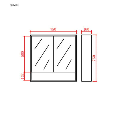 Poseidon Petra Double Door Shaving Cabinet 750mm - Sydney Home Centre