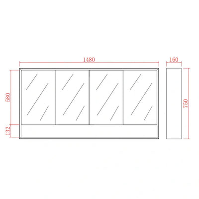 Poseidon Petra Four Door Shaving Cabinet 1500mm - Sydney Home Centre