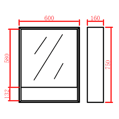 Poseidon Petra Single Door Shaving Cabinet 600mm - Sydney Home Centre