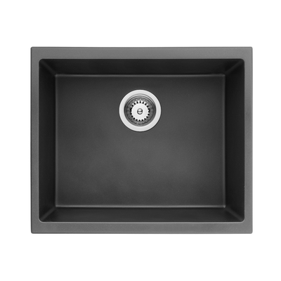 Poseidon Quartz Undermount 543mm Single Bowl Kitchen Sink Matte Black - Sydney Home Centre