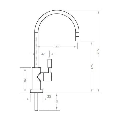 Puretec Goose Neck LED Tap Matte Black - Sydney Home Centre