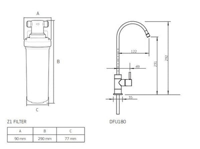 Puretec Quick - Twist Filter System with high loop faucet 5.5 lpm - Sydney Home Centre