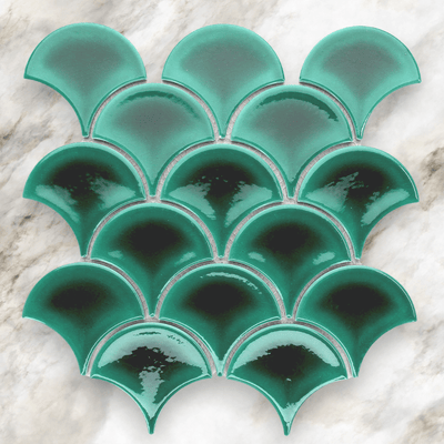 Reef Green Gloss Glazed Porcelain Fishscale - Sydney Home Centre