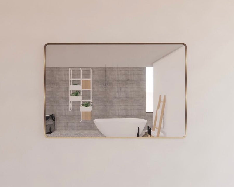 Riva 1200mm x 800mm Framed Rectangle Mirror Wall Mounted Brushed Gold - Sydney Home Centre