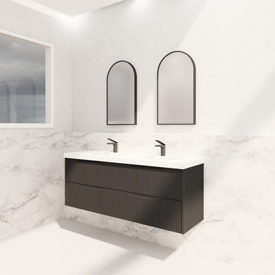 Riva Bali 1500mm Matte Black Double Bowl Wall Hung Vanity (Cabinet Only) - Sydney Home Centre