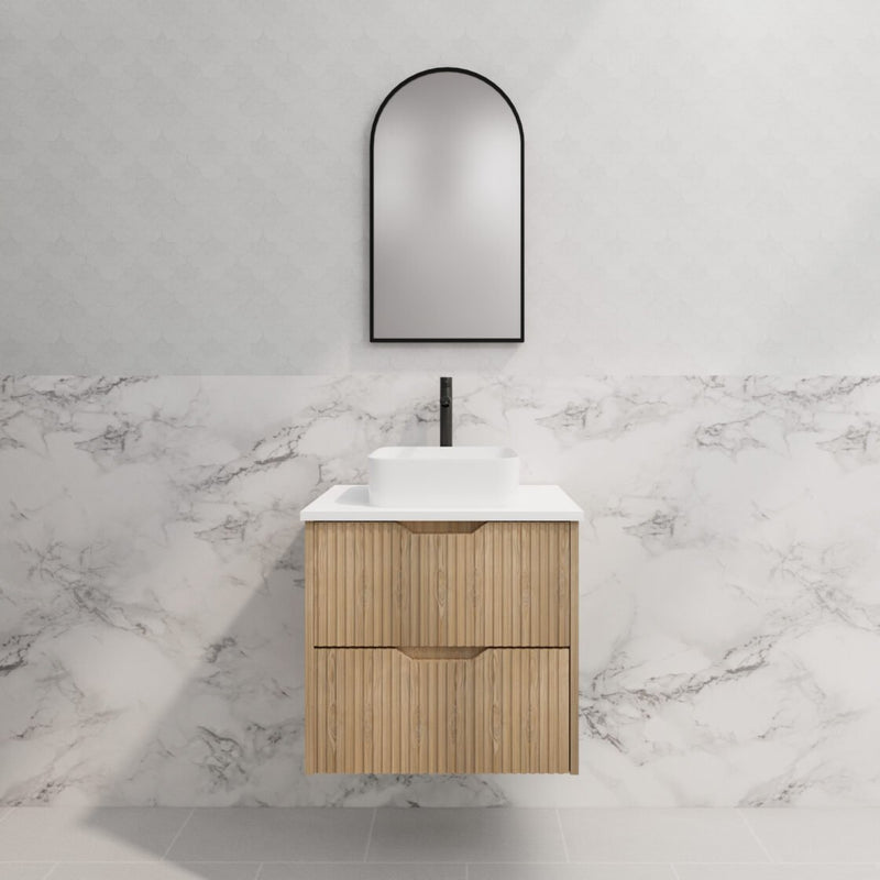 Riva Bali 600mm American Oak Single Bowl Wall Hung Vanity (Eden Ceramic Top) - Sydney Home Centre