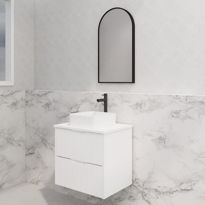 Riva Bali 600mm Matte White Single Bowl Wall Hung Vanity (Handy Ceramic Top) - Sydney Home Centre