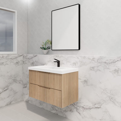 Riva Bali 900mm American Oak Single Bowl Wall Hung Vanity (Carrara Stone top) - Sydney Home Centre