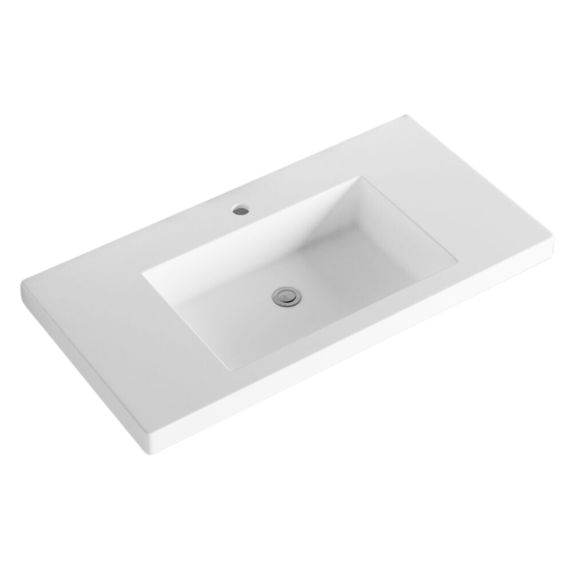 Riva Bali 900mm Matte White Single Bowl Wall Hung Vanity (Volvo Polymarble Top) - Sydney Home Centre