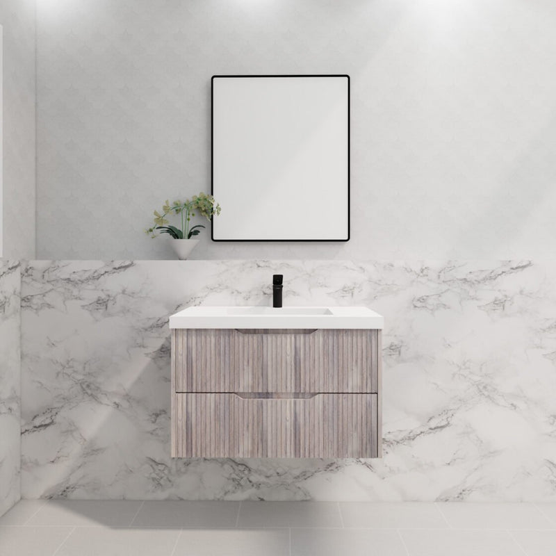 Riva Bali 900mm White Oak Single Bowl Wall Hung Vanity (Eden Ceramic Top) - Sydney Home Centre