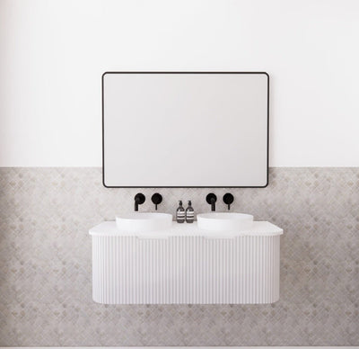 Riva Bergen 1200mm Matte White Double Bowl Wall Hung Vanity (Cabinet Only) - Sydney Home Centre