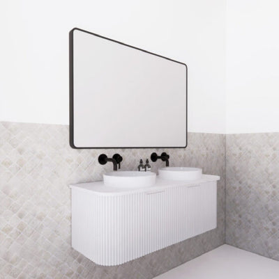 Riva Bergen 1200mm Matte White Double Bowl Wall Hung Vanity (Carrara Stone Top) - Sydney Home Centre