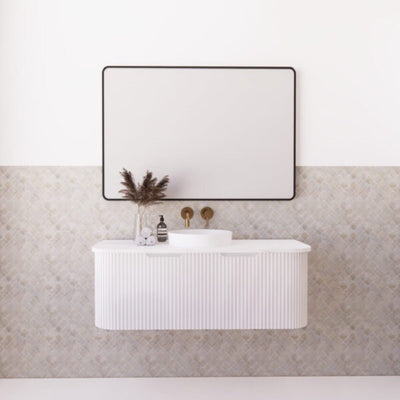 Riva Bergen 1200mm Matte White Single Bowl Wall Hung Vanity (Carrara Stone Top) - Sydney Home Centre