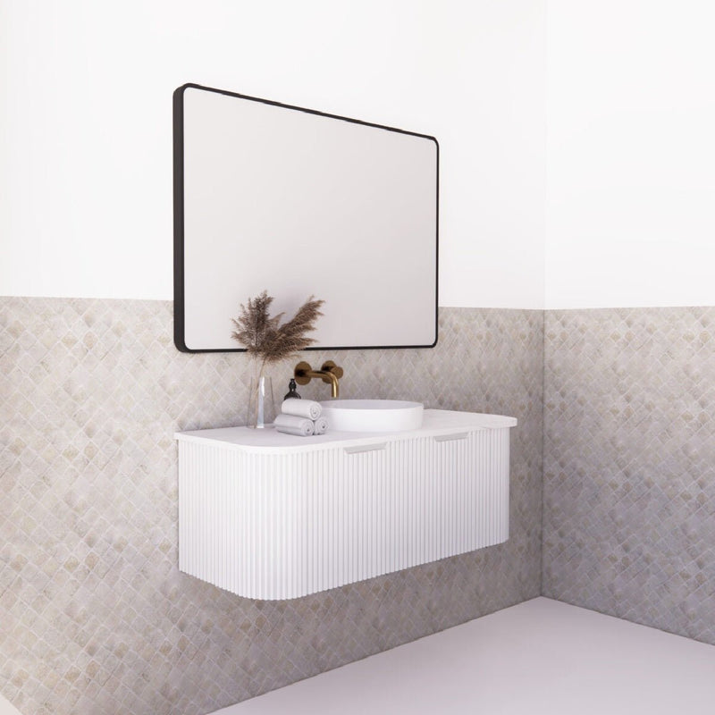 Riva Bergen 1200mm Matte White Single Bowl Wall Hung Vanity (Carrara Stone Top) - Sydney Home Centre