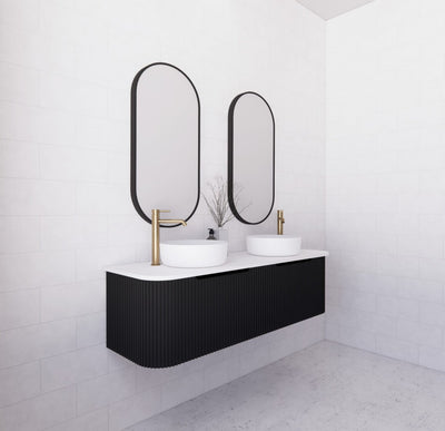 Riva Bergen 1500mm Matte Black Double Bowl Wall Hung Vanity (Cabinet Only) - Sydney Home Centre