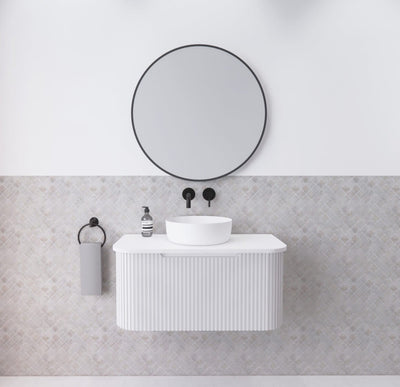 Riva Bergen 900mm Matte White Single Bowl Wall Hung Vanity (Cabinet Only) - Sydney Home Centre