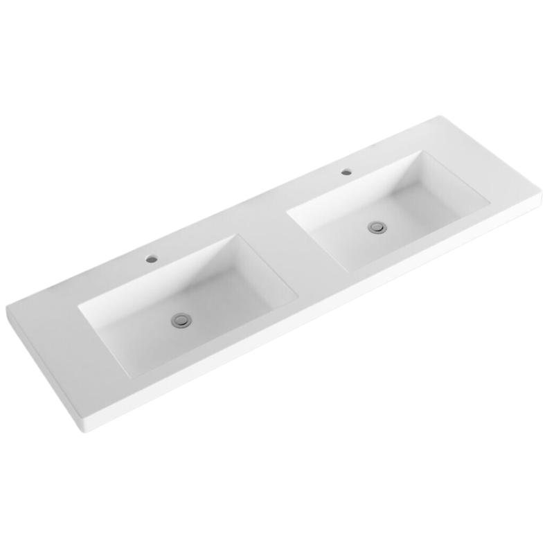 Riva Vienna 1500mm American Oak Double Bowl Wall Hung Vanity (Volvo Polymarble Top) - Sydney Home Centre