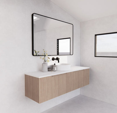 Riva Vienna 1500mm American Oak Single Bowl Wall Hung Vanity (Carrara Stone top) - Sydney Home Centre