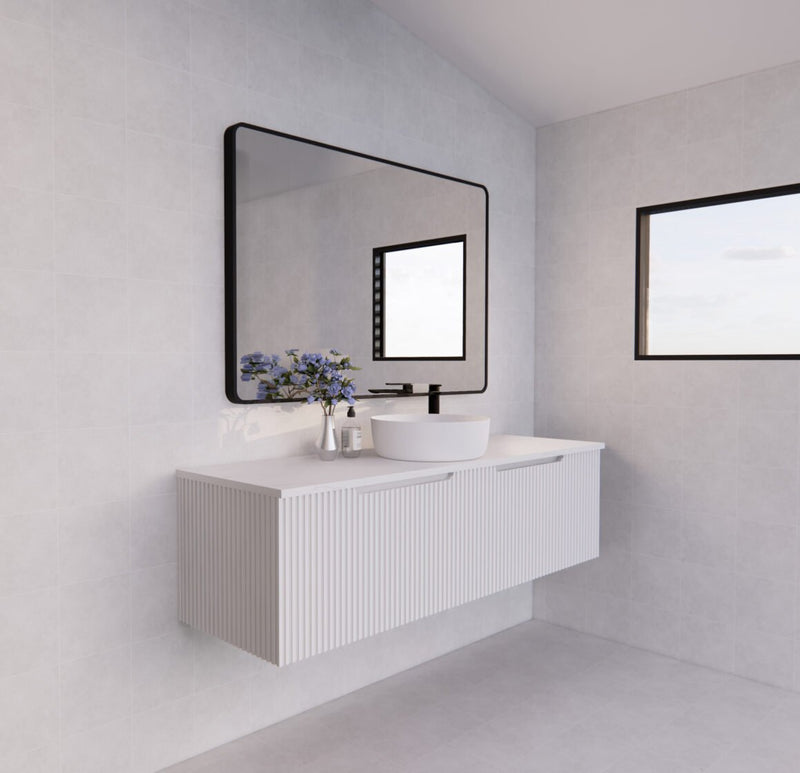 Riva Vienna 1500mm Matte White Single Bowl Wall Hung Vanity (Carrara Stone top) - Sydney Home Centre