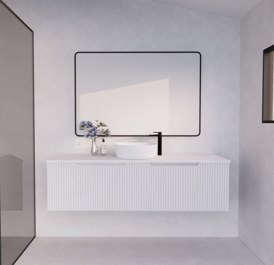 Riva Vienna 1500mm Matte White Single Bowl Wall Hung Vanity (Carrara Stone top) - Sydney Home Centre