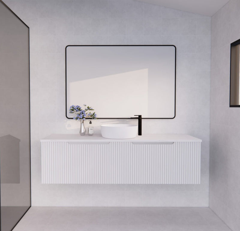 Riva Vienna 1500mm Matte White Single Bowl Wall Hung Vanity (Carrara Stone top) - Sydney Home Centre