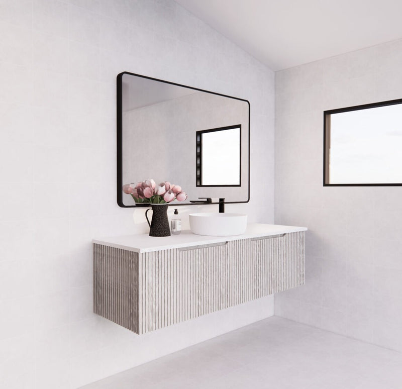 Riva Vienna 1500mm White Oak Single Bowl Wall Hung Vanity (Carrara Stone top) - Sydney Home Centre