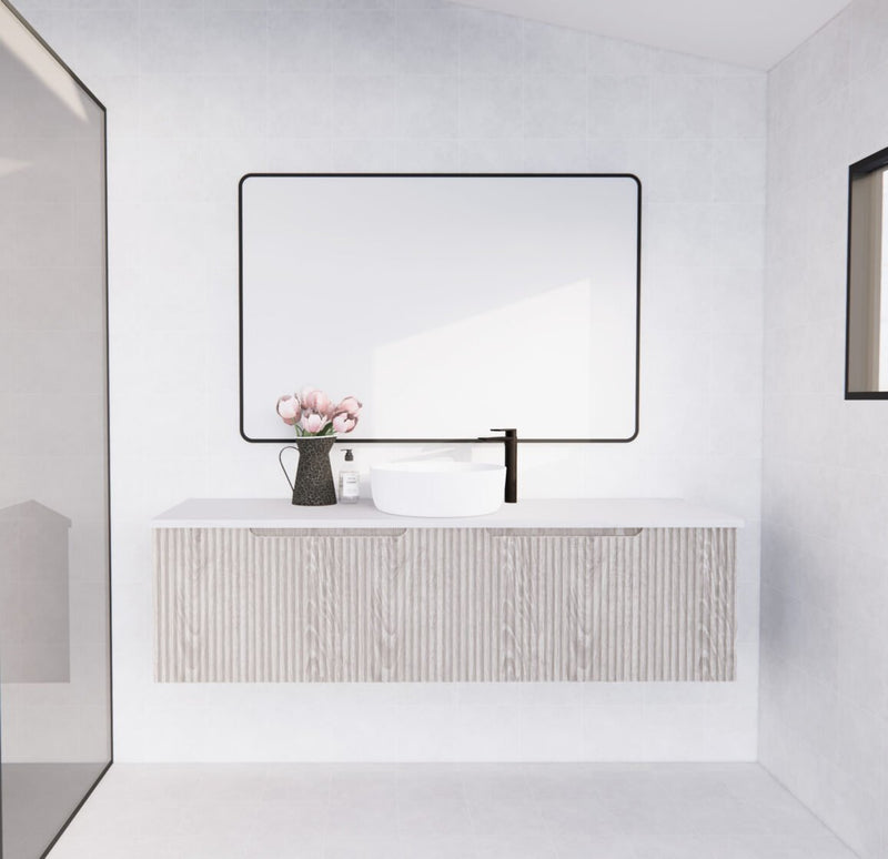 Riva Vienna 1500mm White Oak Single Bowl Wall Hung Vanity (Volvo Polymarble Top) - Sydney Home Centre