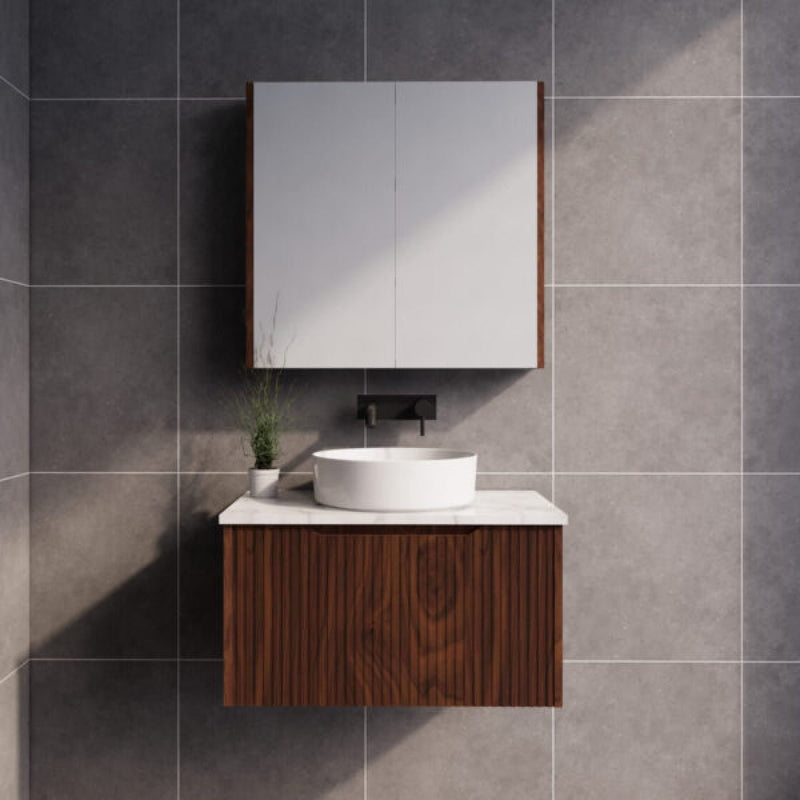 Riva Vienna 750mm Brown Oak Single Bowl Wall Hung Vanity (Cabinet Only) - Sydney Home Centre