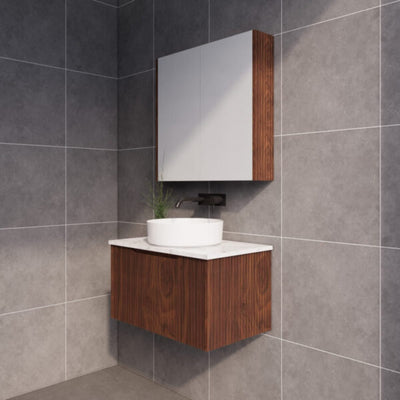 Riva Vienna 750mm Brown Oak Single Bowl Wall Hung Vanity (Cabinet Only) - Sydney Home Centre